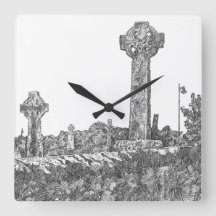 Irish Graveyard Crosses Clock