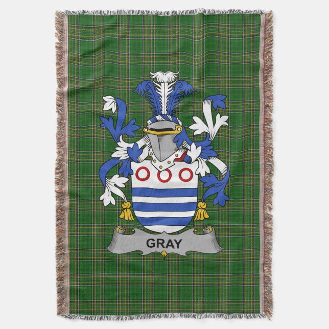 Irish Gray Coat of Arms Familienwappen Irland Decke (Vorderseite Vertikal)