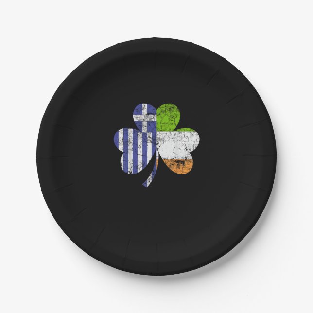 Irish Greece Flag Ireland Kleeblatt St Patricks Da Pappteller (Vorderseite)