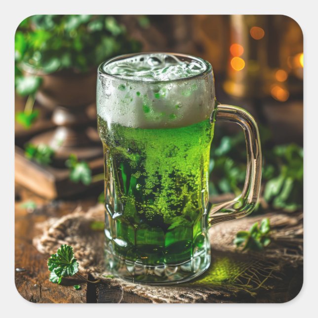 Irish Green Beer Quadratischer Aufkleber (Vorderseite)