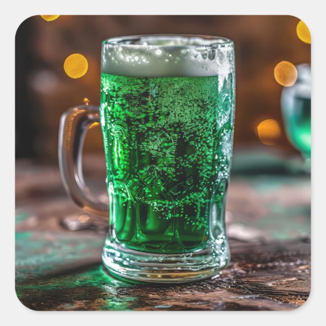 Irish Green Beer Quadratischer Aufkleber (Vorderseite)
