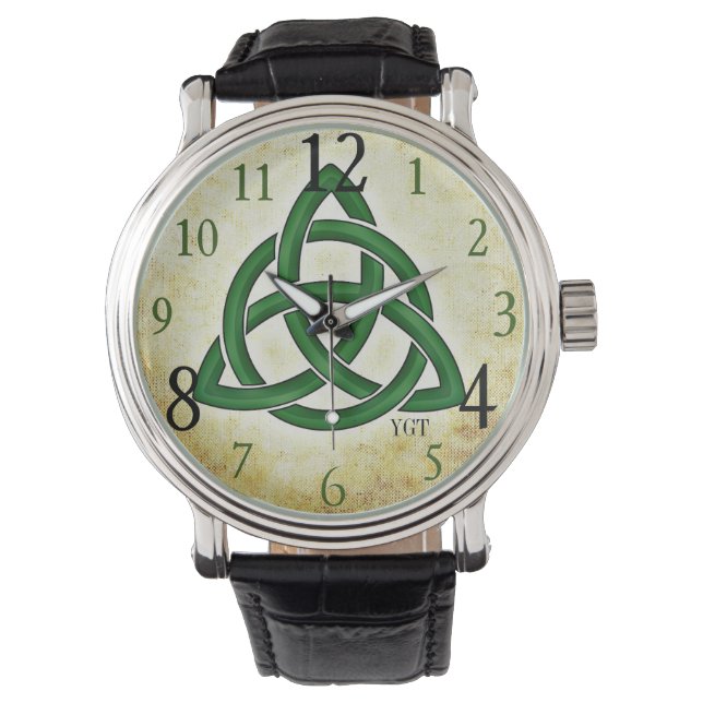 Irish Green Celtic Knot Men's Armbanduhr (Vorderseite)