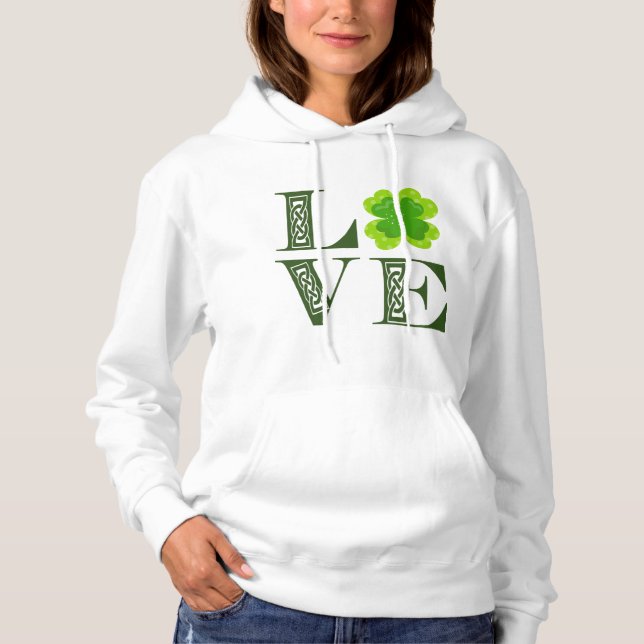 Irish Green Clover Kleeblatt Celtic Knot LIEBE T-S Hoodie (Vorderseite)