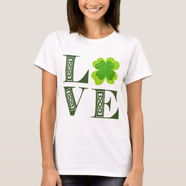 Irish Green Clover Kleeblatt Celtic Knot LIEBE T-S T-Shirt (Vorderseite)