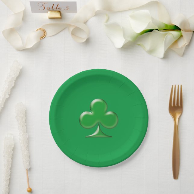 Irish Green Clover Kleeblatt Pappteller (Hochzeit)