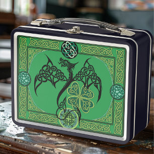 Irish Green Dragon Celtic Metall Brotdose