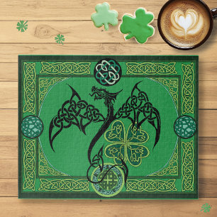 Irish Green Dragon Celtic Puzzle