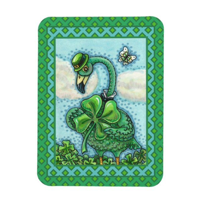 IRISH GREEN FLAMINGO, NIEDLICH GLÜCKLICH ST. PATRI MAGNET (Vertikal)