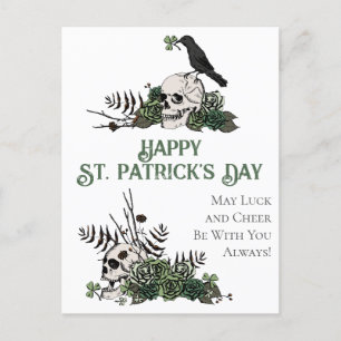 Irish Green Floral Skulls Happy St. Patrick's Day Postkarte