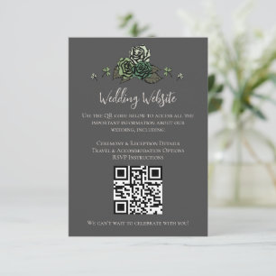Irish Green Floral Skulls Wedding Website QR Code Begleitkarte
