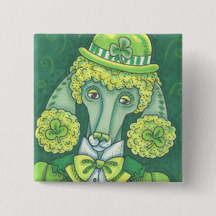 IRISH GREEN FRANZÖSISCHES POODLE, DOG BUTTON Squar