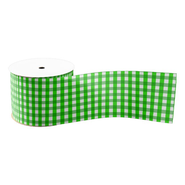 Irish Green Gingham Kariert Gemustert Ripsband (Spule)