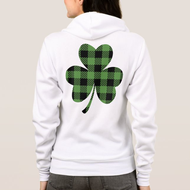 Irish Green Kariert Kleeblatt St Patrick's Day Hoodie (Rückseite)