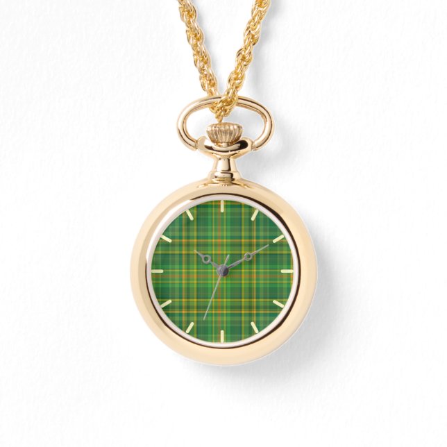Irish Green Kariert (Tartan) Custom Armbanduhr (Vorderseite)