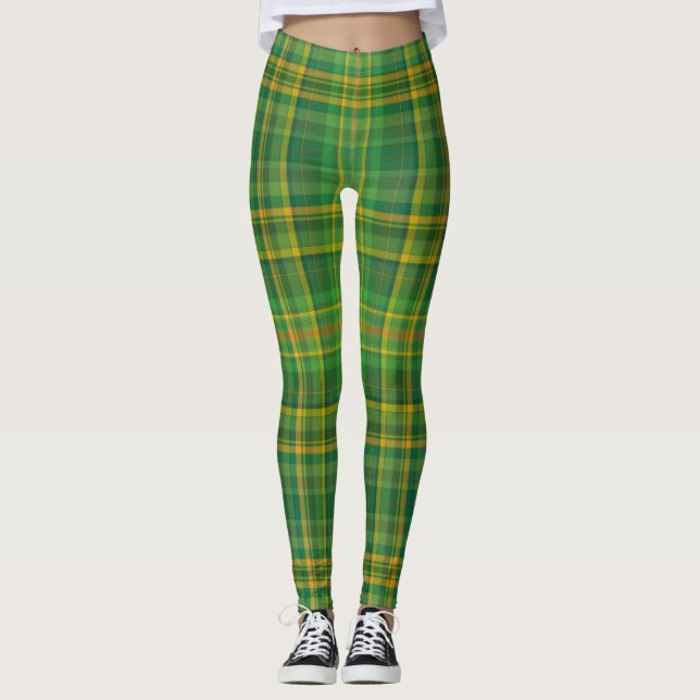 Irish Green Kariert (Tartan) Custom Leggings (Vorderseite)