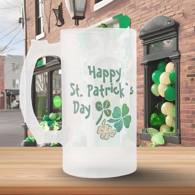 Irish Green Kleeblatt Happy St. Patrick`s Day Mattglas Bierglas (Von Creator hochgeladen)