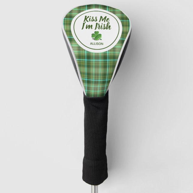 Irish Green Kleeblatt St Patricks Day Monogram Golf Headcover (Vorderseite)