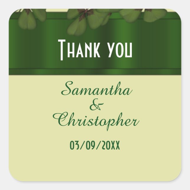 Irish Green Kleeblatt vielen Dank Quadratischer Aufkleber (Vorderseite)