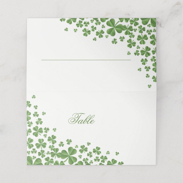 Irish Green Kleeblatt Wedding Platzkarte (Außenseite Aufgefaltet)