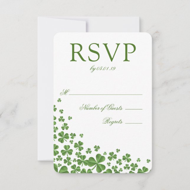 Irish Green Kleeblatt Wedding RSVP Karte (Vorderseite)