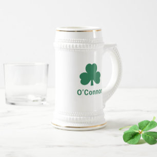 Irish Green Shamrock Benutzerdefinierter Nachname Bierglas