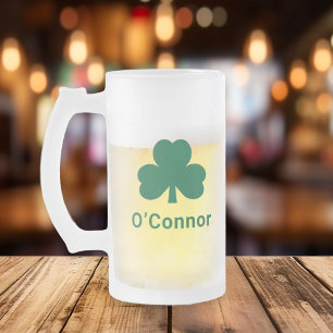 Irish Green Shamrock Benutzername Nachname Mattglas Bierglas