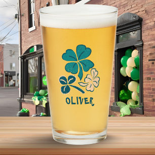 Irish Green Shamrock Kleeblatt Personalisiert Glas