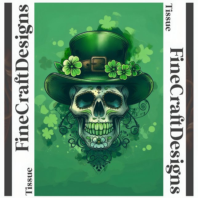 Irish Green Skull Blume Hat Decoupage R 141 Seidenpapier (Von Creator hochgeladen)