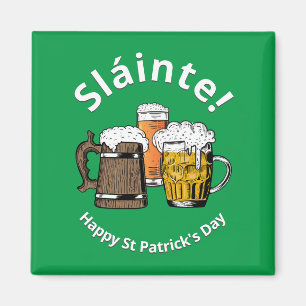 Irish Green Sláinte Cartoon Beers St Patricks Day Magnet