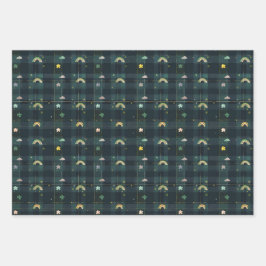 Irish Green St Patrick Tartan Kariertes Set 6 Geschenkpapier Set