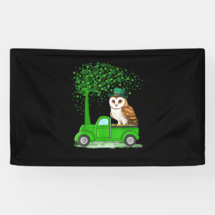 Irish Green Truck On Owl Bird St Patrick's Day Tre Banner