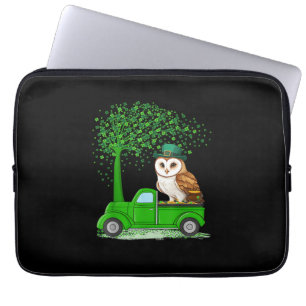 Irish Green Truck On Owl Bird St Patrick's Day Tre Laptopschutzhülle