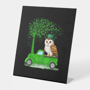 Irish Green Truck On Owl Bird St Patrick's Day Tre Sockelschild
