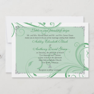 Irish Green White Celtic Wedding Einladung