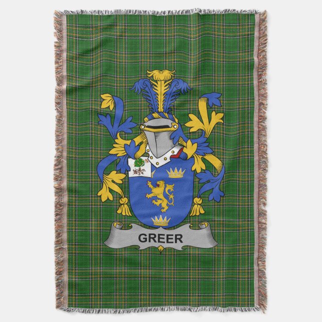 Irish Greer Coat of Arms Familienwappen Irland Decke (Vorderseite Vertikal)