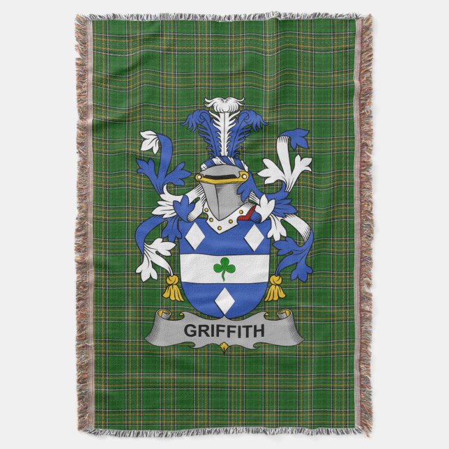 Irish Griffith Coat of Arms Familienwappen Irland Decke (Vorderseite Vertikal)