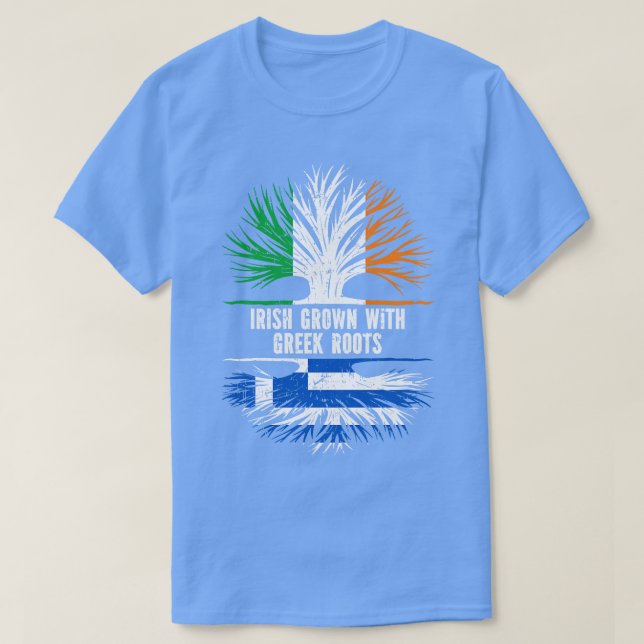 Irish Grown mit griechischer Flagge Roots Ireland T-Shirt (Design vorne)