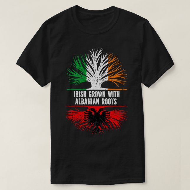 Irish Grown with Albanian Roots Ireland Flag T-Shirt (Design vorne)