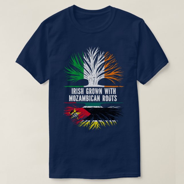 Irish Grown with Mozambican Roots Ireland Flag T-Shirt (Design vorne)