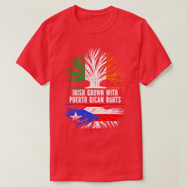 Irish Grown with Puerto Rican Roots Ireland Flag T-Shirt (Design vorne)