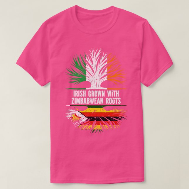 Irish Grown with Zimbabwean Roots Ireland Flag T-Shirt (Design vorne)
