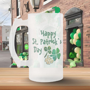 Irish Grünes Kleeblatt Frohen St. Patrick`s Tag  Mattglas Bierglas