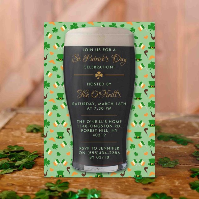 Irish Guinness Pint St. Patrick's Day Party Einladung (Von Creator hochgeladen)