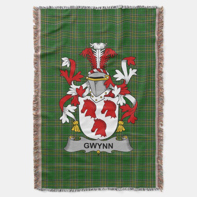 Irish Gwynn Coat of Arms Familienwappen Irland Decke (Vorderseite Vertikal)