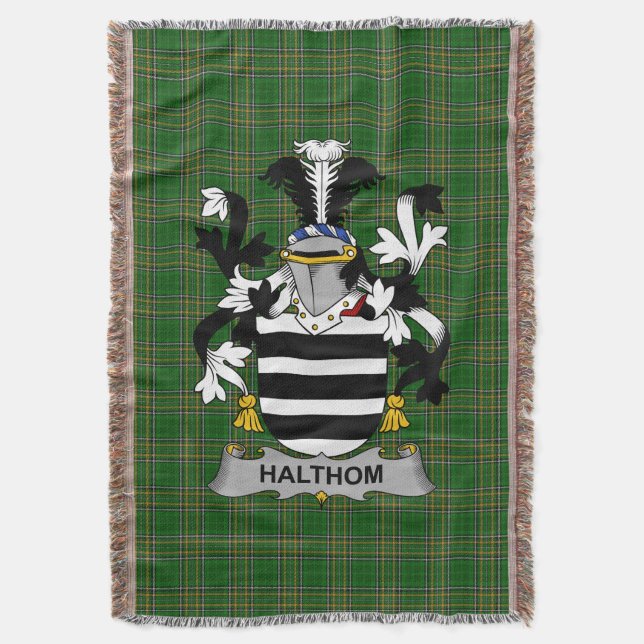 Irish Halthom Coat of Arms Familienwappen Irland Decke (Vorderseite Vertikal)