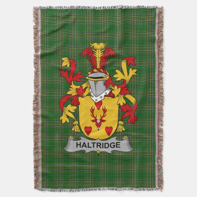 Irish Haltridge Coat of Arms Familienwappen Irland Decke (Vorderseite Vertikal)