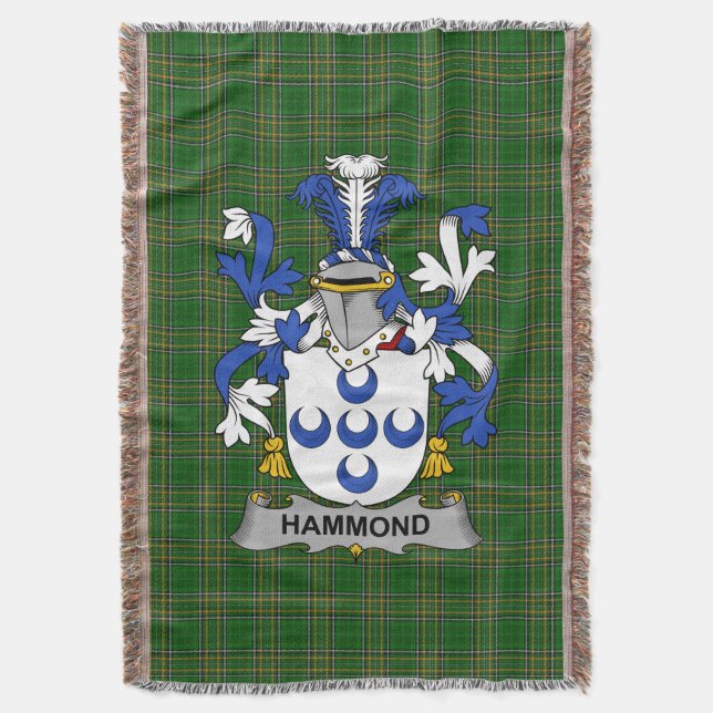Irish Hammond Coat of Arms Familienwappen Irland Decke (Vorderseite Vertikal)