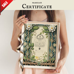 IRISH HANDFASTING CERTIFICATE GREEN CELTIC PAGAN POSTER