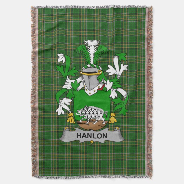 Irish Hanlon oder O_Hanlon Coat of Arms Family Cre Decke (Vorderseite Vertikal)