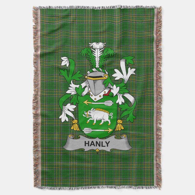 Irish Hanly oder O_Hanley Coat of Arms Familienwap Decke (Vorderseite Vertikal)